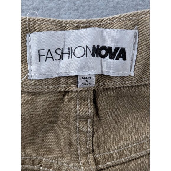 Fashion Nova Jeans Womens 13 Taupe Distressed Ripped Wide Leg Cotton Style TTCB3 - Picture 13 of 16